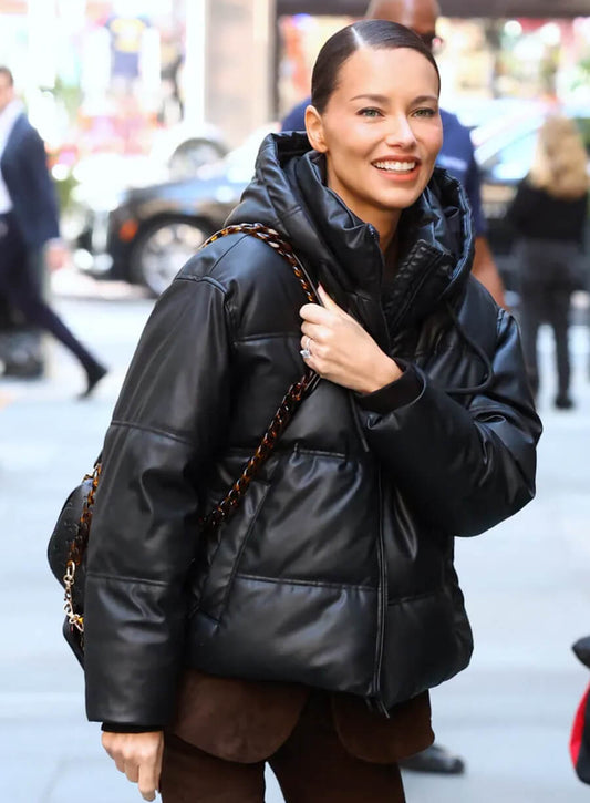 Adriana Lima Street Style 2026 Puffer Jacket