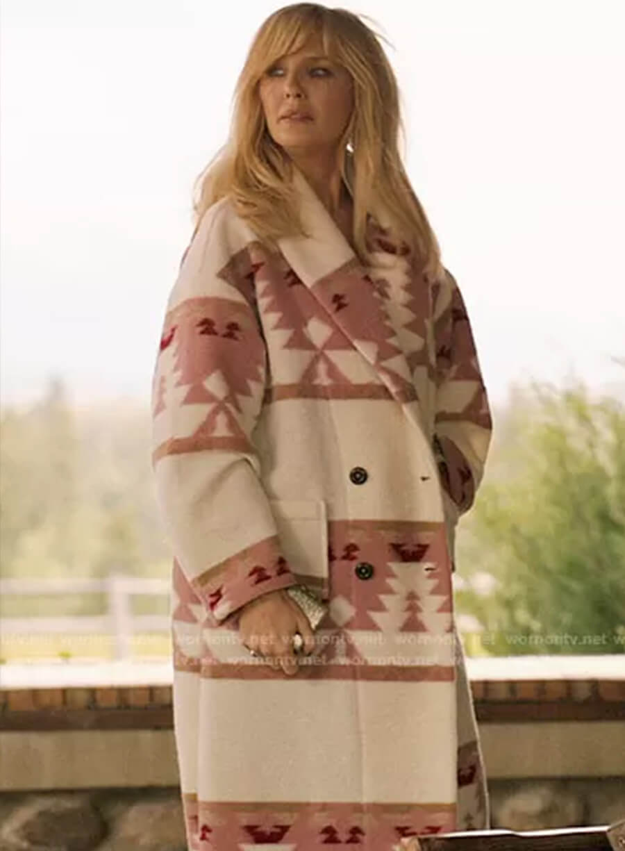 Beth Dutton Yellowstone Season 5 Pink Printed Coat