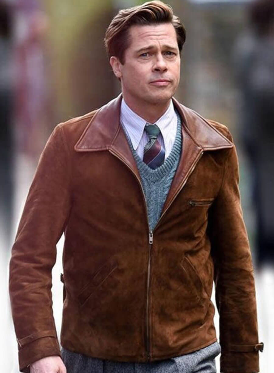 Brad Pitt Allied Brown Suede Jacket