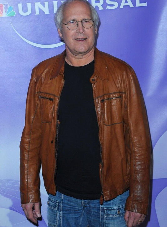 Chevy Chase Brown Leather Jacket