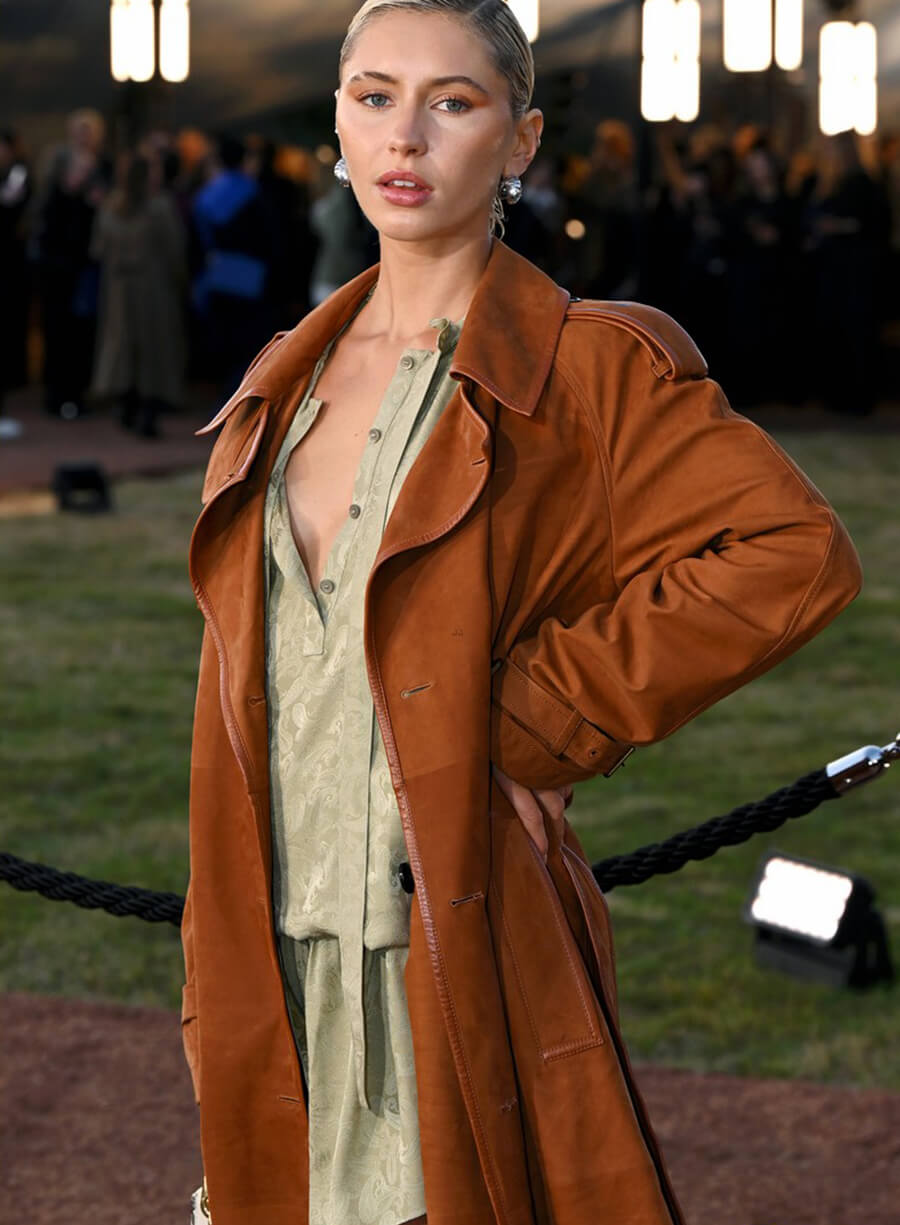 Iris Law Burberry Summer 2026 Show Suede Trench Coat