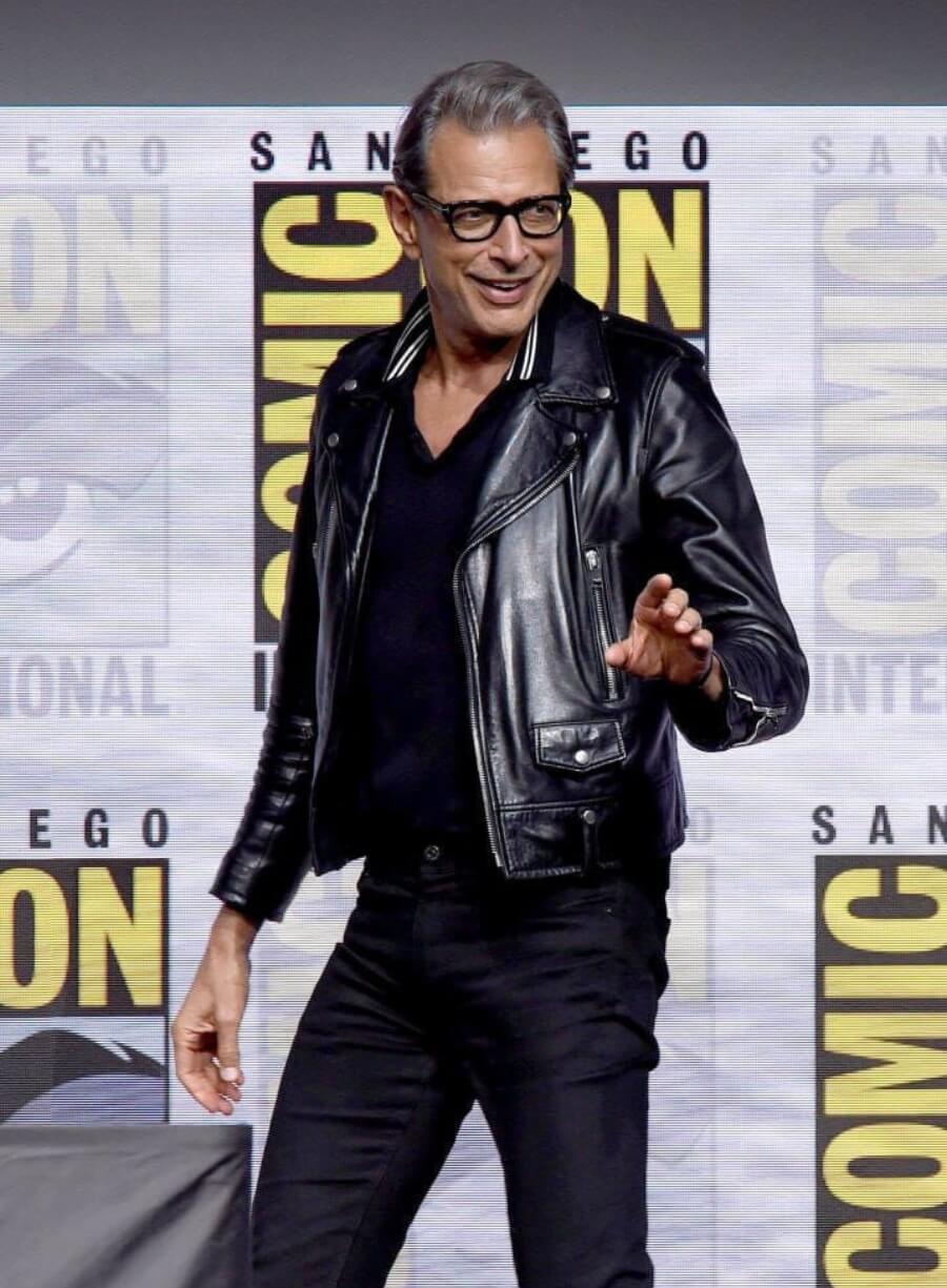 Jeff Goldblum Black Biker Leather Jacket