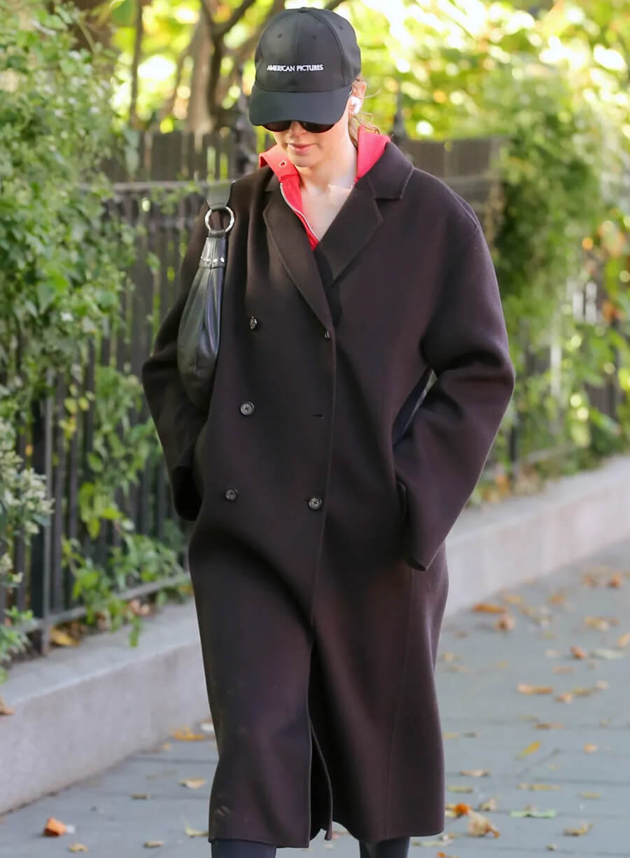 Jennifer Lawrence Oversized Brown Coat