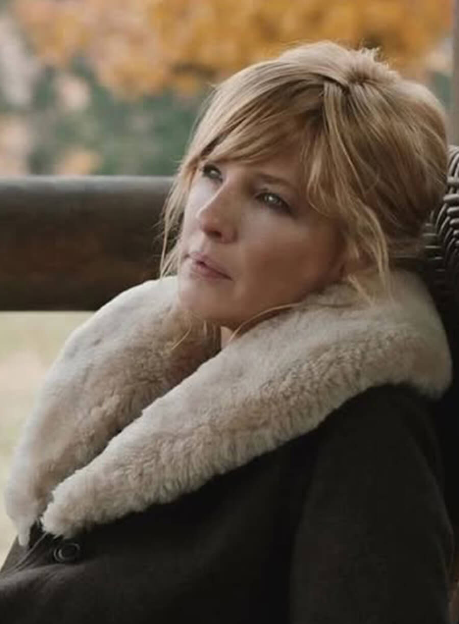 Kelly Reilly Yellowstone Shearling Wool Coat