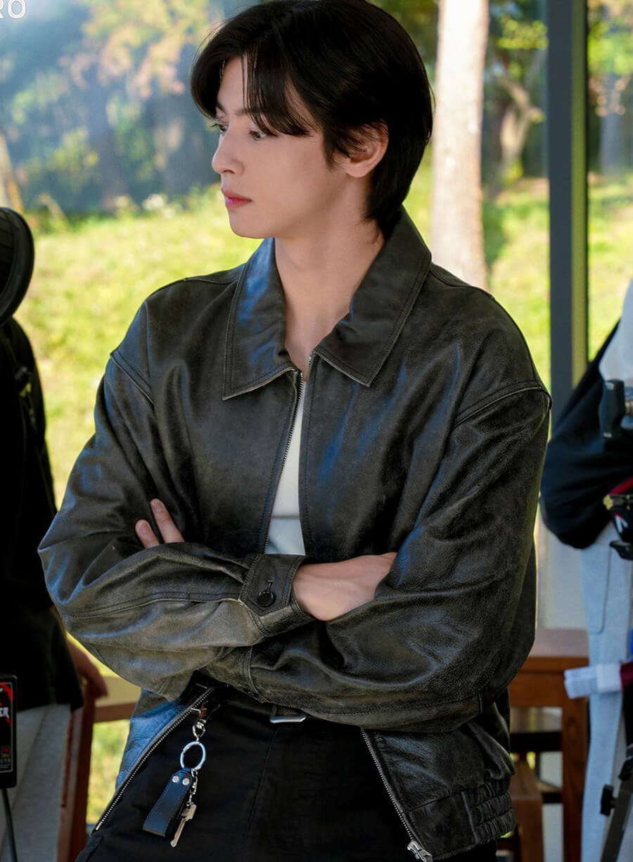 Kwon Seon-yul Wonderful World Black Leather Jacket