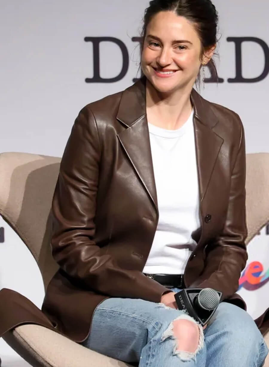 Shailene Woodley 2026 Deadline Contenders Leather Coat