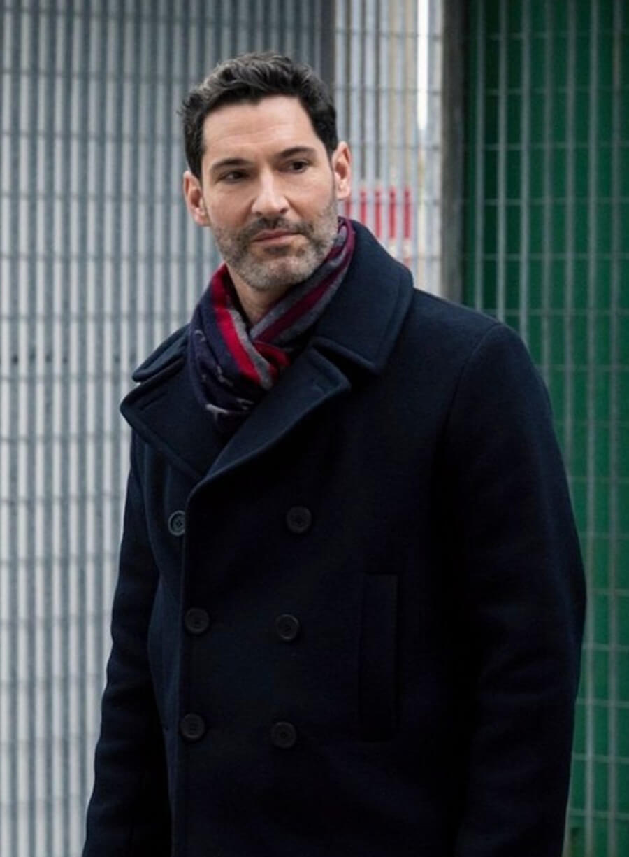 Tom Ellis CIA 2026 Colin Glass Blue Wool Coat