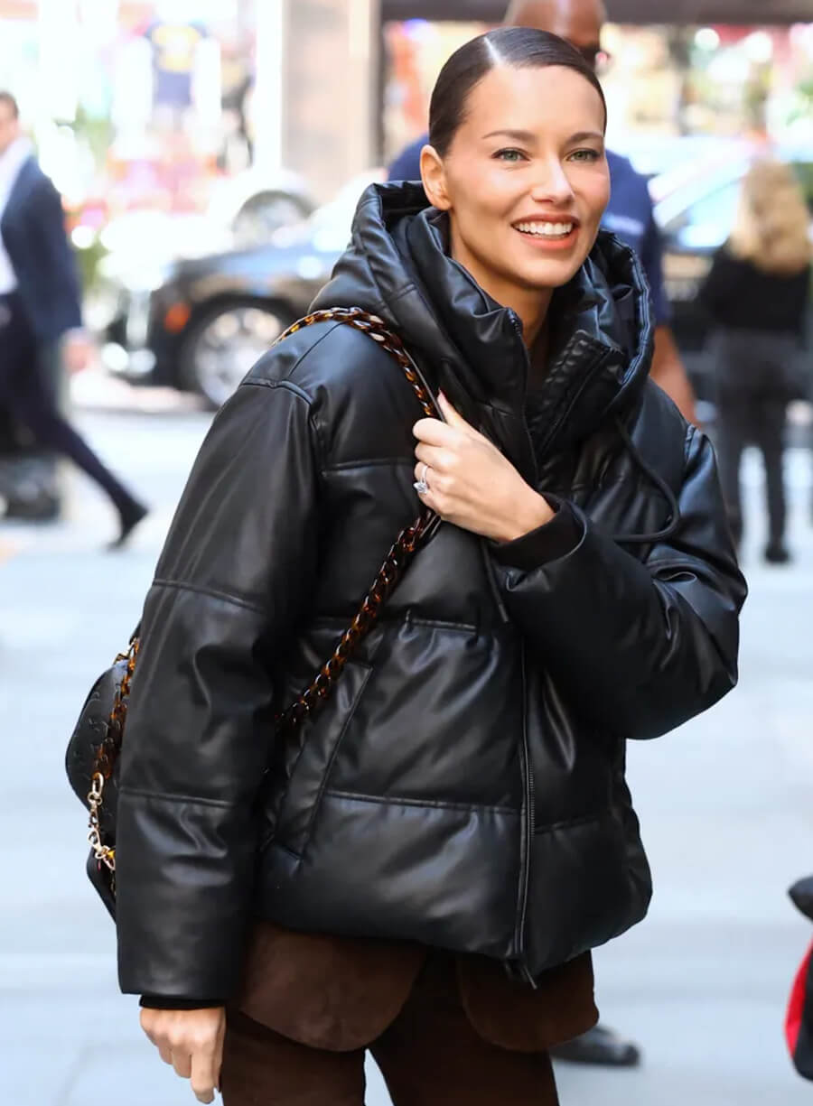 Adriana Lima Street Style 2026 Puffer Jacket
