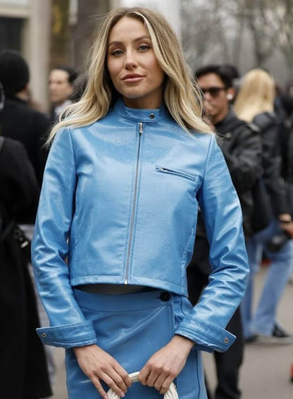 Alix Earle Paris Fashion Week 2025 Leather Jacket