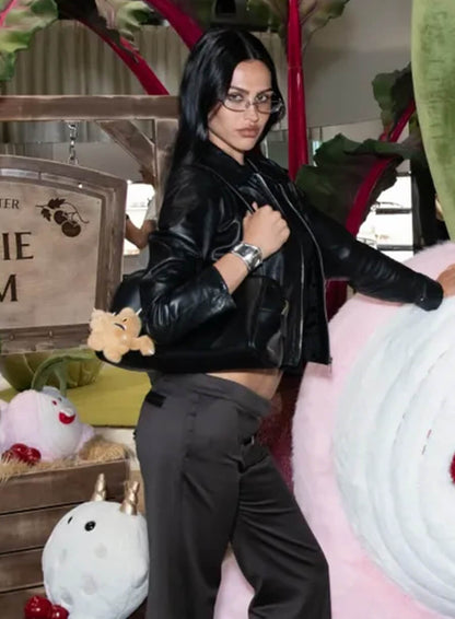 Amelia Hamlin Black Leather Jacket