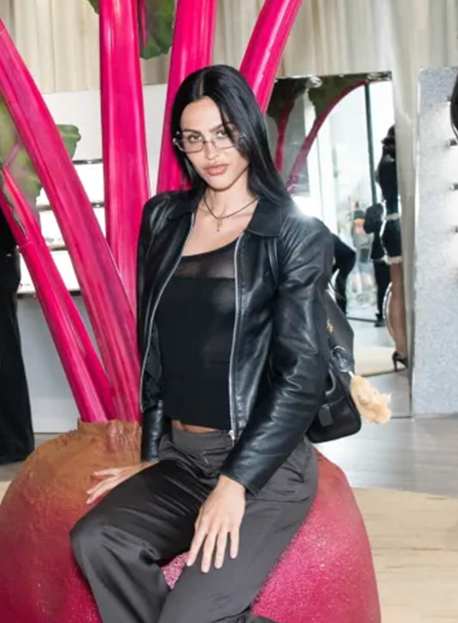 Amelia Hamlin Black Leather Jacket