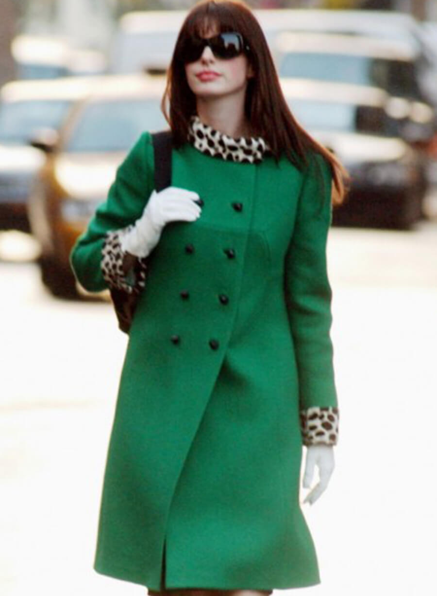Anne Hathaway The Devil Wears Prada Green Coat