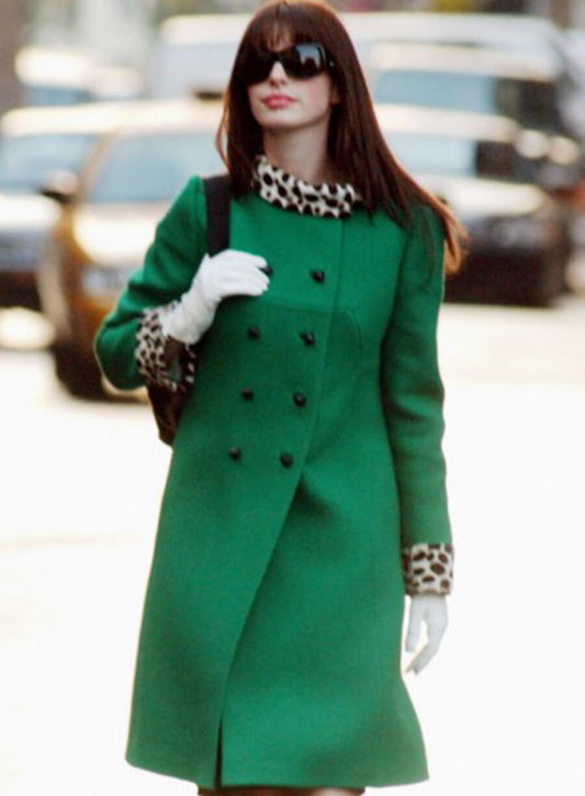 Anne Hathaway The Devil Wears Prada Green Coat