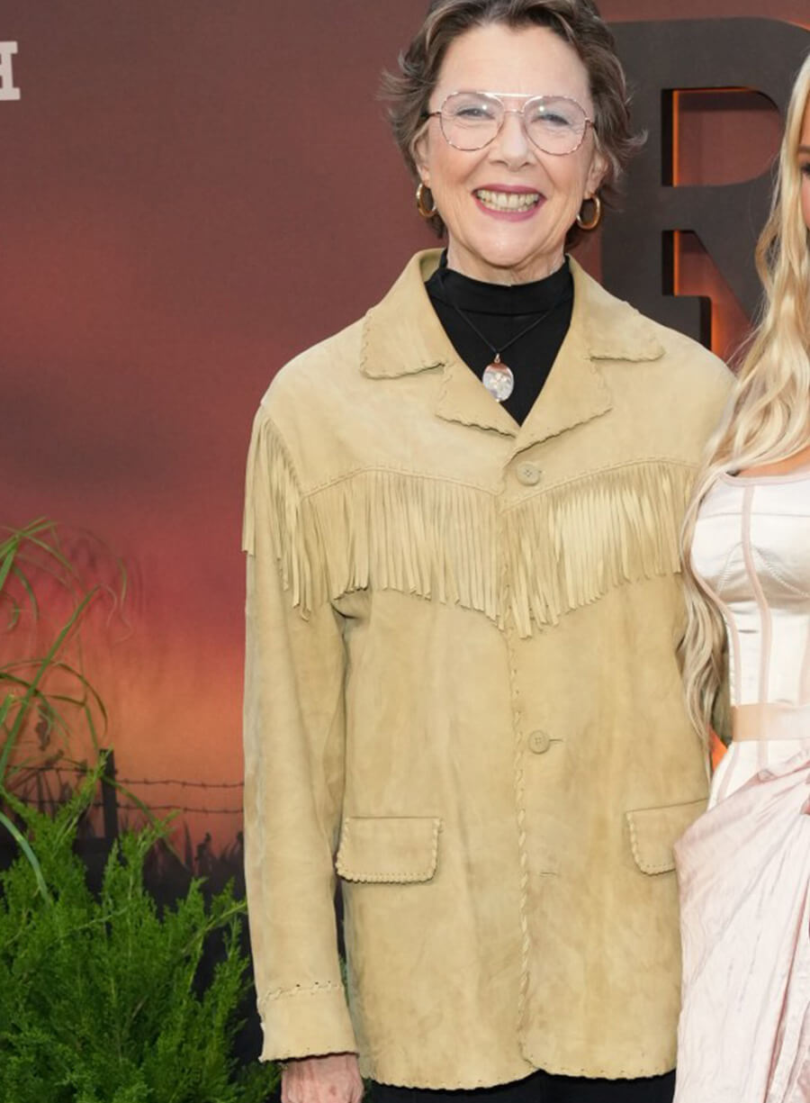 Annette Bening Dutton Ranch Premiere Fringe Suede Jacket