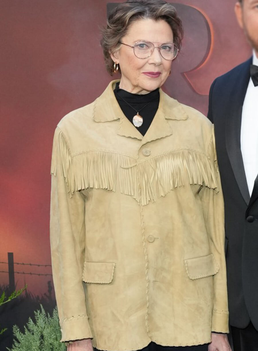 Annette Bening Dutton Ranch Premiere Fringe Suede Jacket