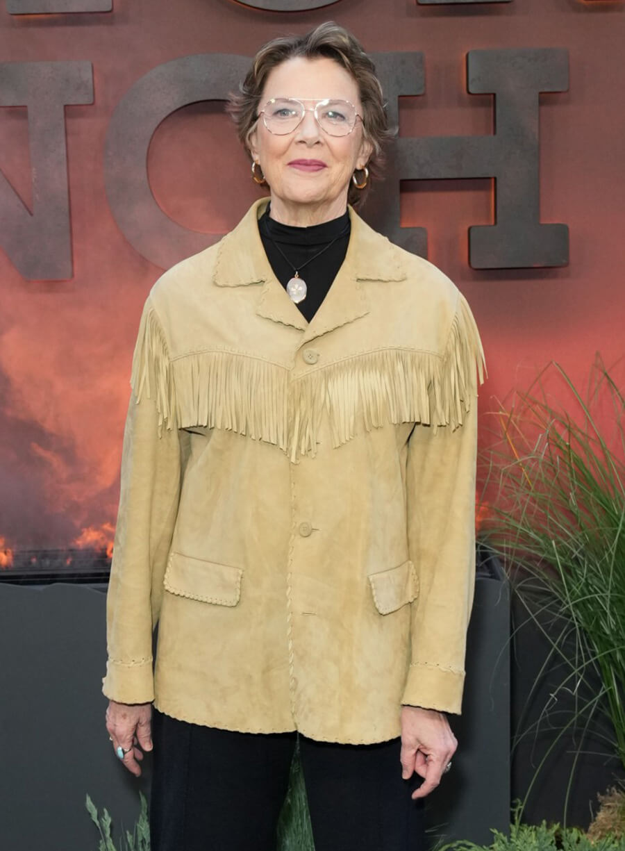 Annette Bening Dutton Ranch Premiere Fringe Suede Jacket
