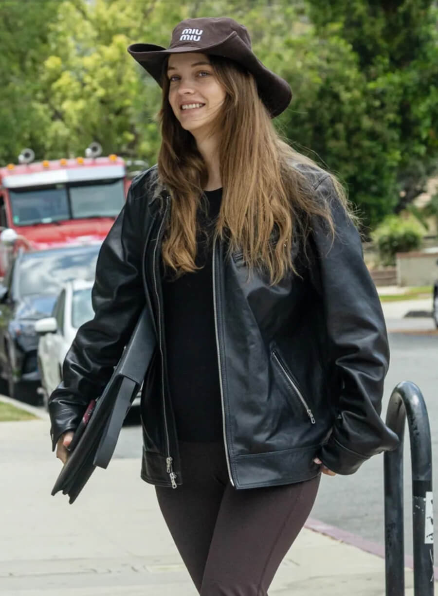 Barbara Palvin Street Style 2026 Leather Jacket