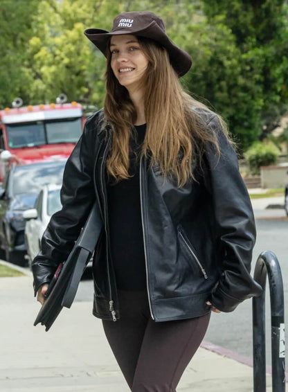 Barbara Palvin Street Style 2026 Leather Jacket