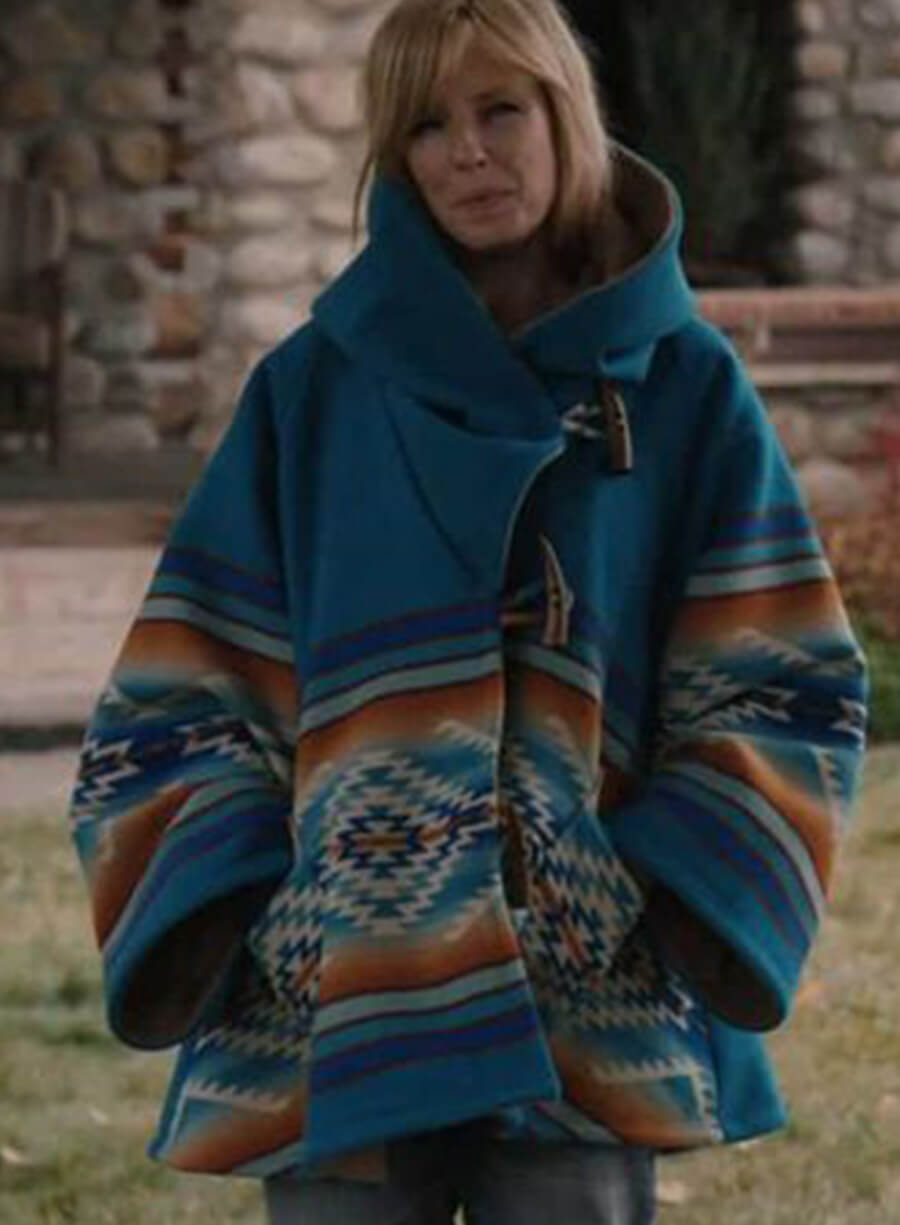 Beth Dutton Yellowstone Blue Poncho Coat
