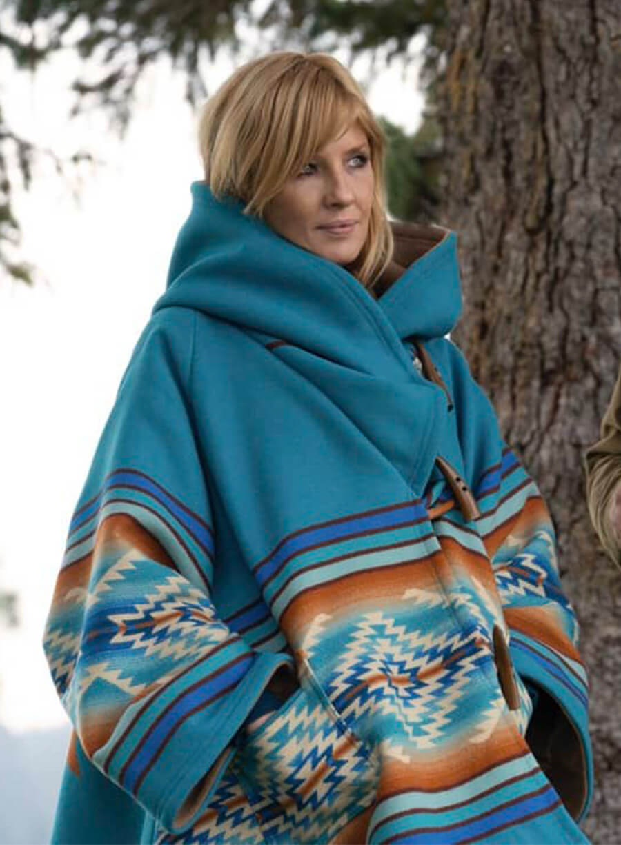 Beth Dutton Yellowstone Blue Poncho Coat