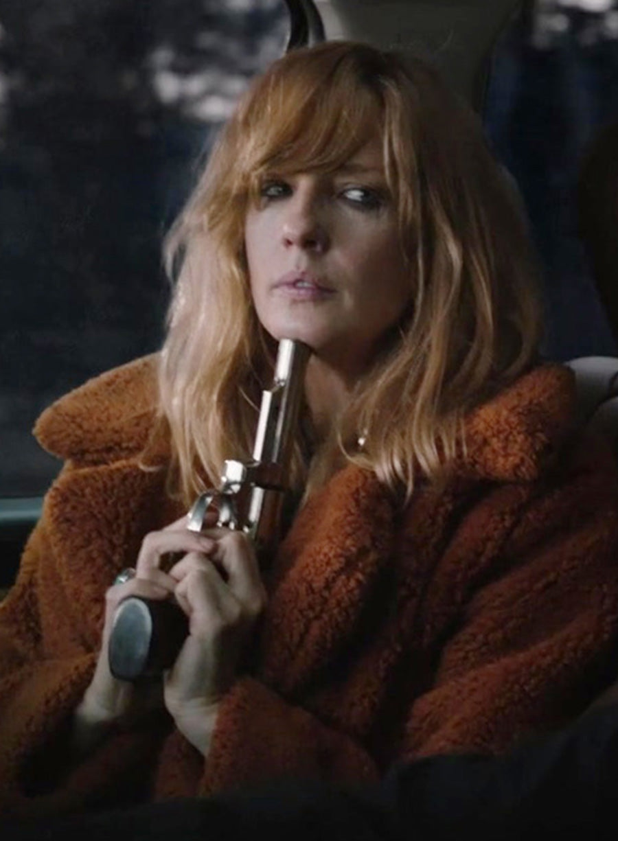 Beth Dutton Yellowstone Orange Fur Coat