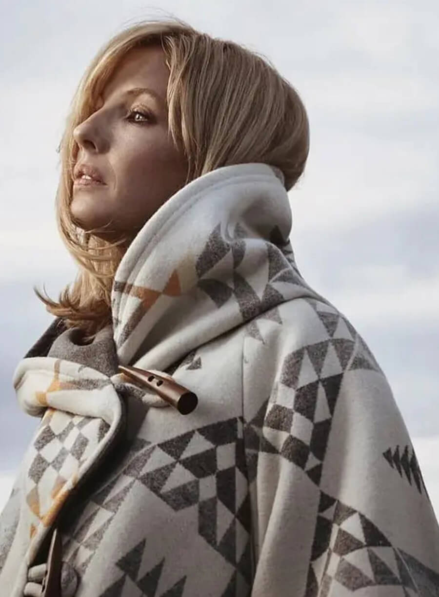 Beth Dutton Yellowstone White Poncho Coat