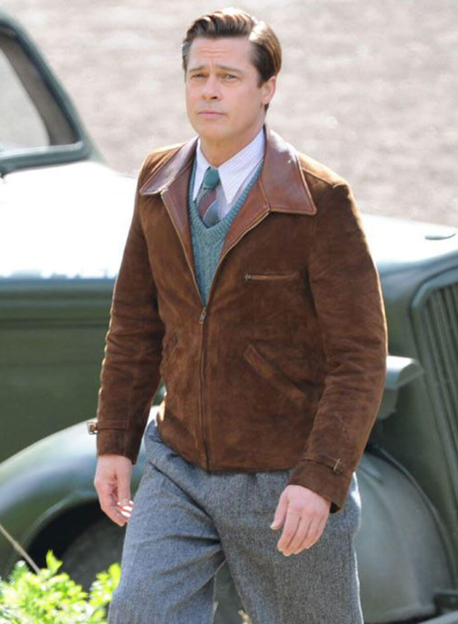 Brad Pitt Allied Brown Suede Jacket