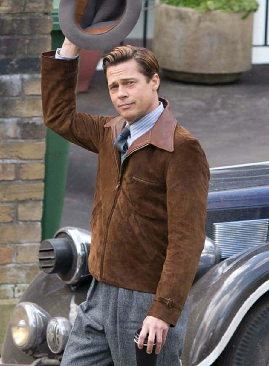 Brad Pitt Allied Brown Suede Jacket
