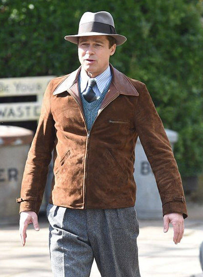 Brad Pitt Allied Brown Suede Jacket