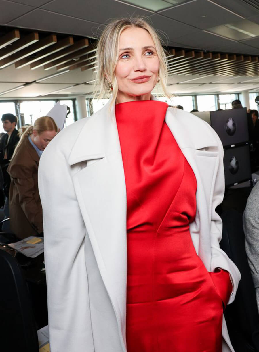 Cameron Diaz Fashion Event White Coat
