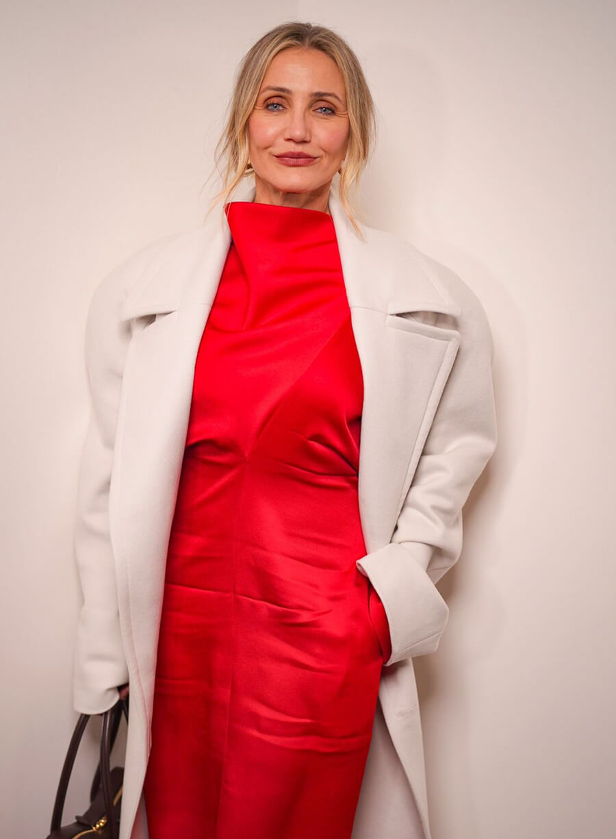 Cameron Diaz Fashion Event White Coat
