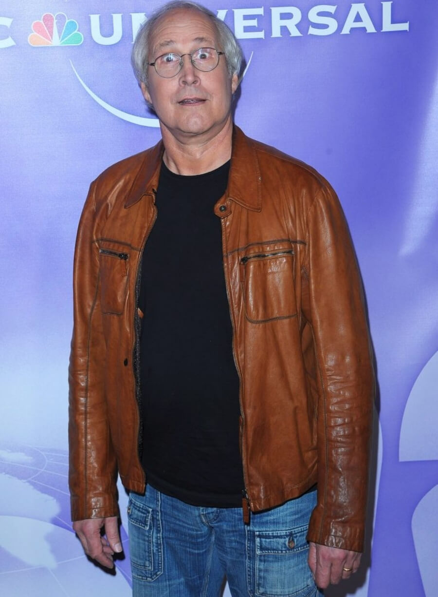 Chevy Chase Brown Leather Jacket