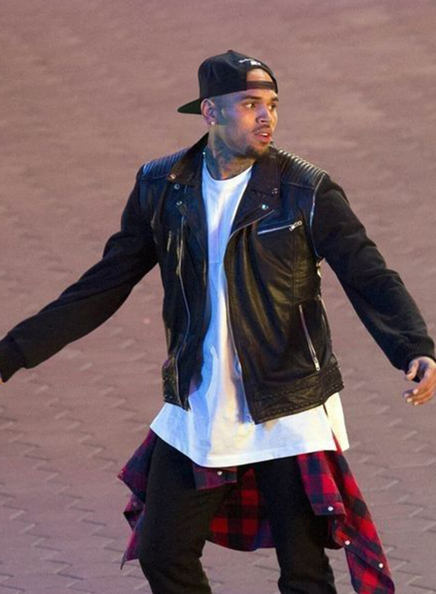 Chris Brown Biker Leather Jacket