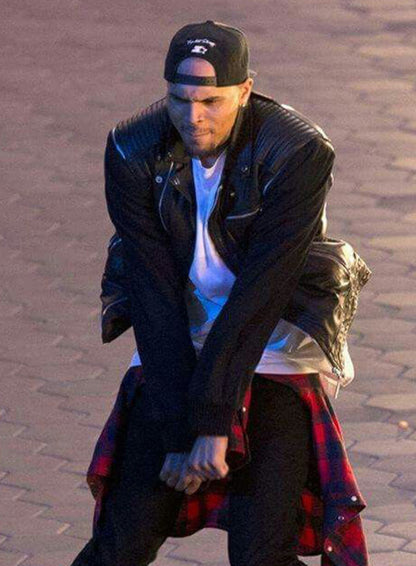 Chris Brown Biker Leather Jacket