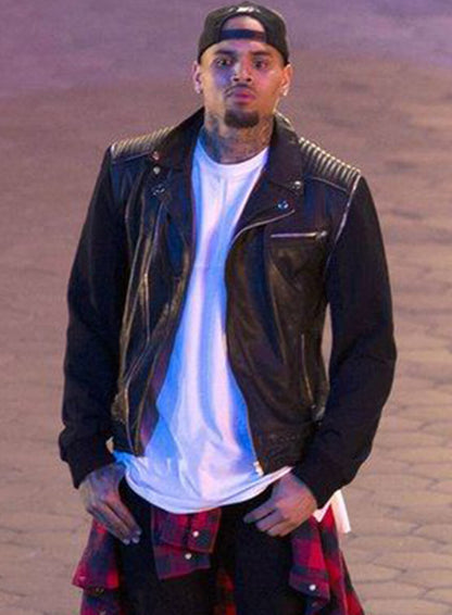 Chris Brown Biker Leather Jacket
