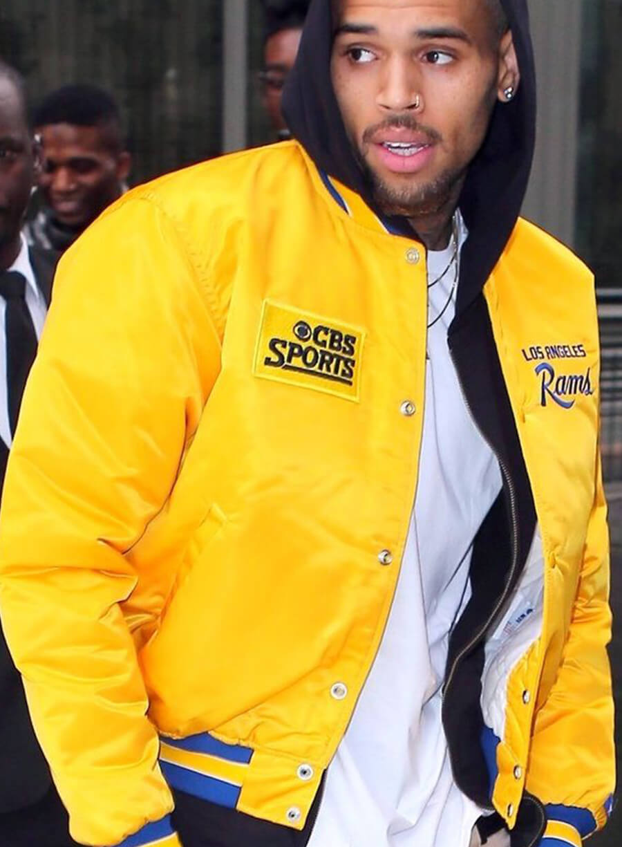 Chris Brown CBS SPORTS Yellow Varsity Jacket