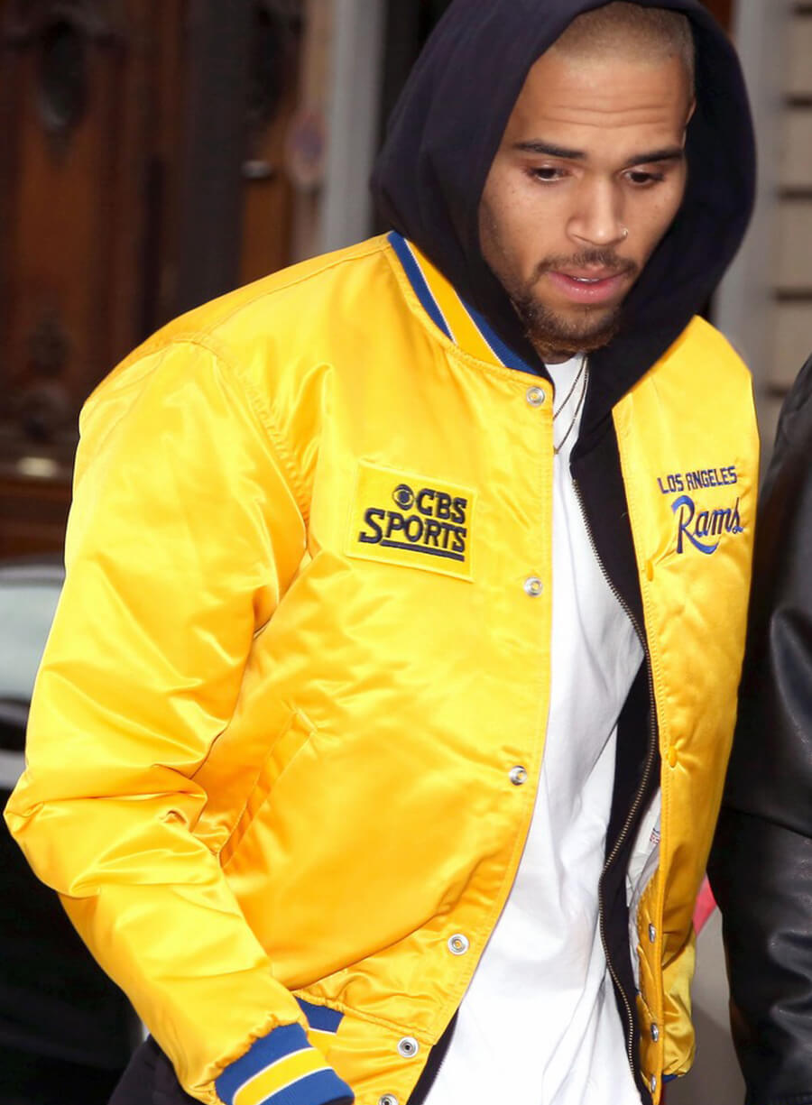 Chris Brown CBS SPORTS Yellow Varsity Jacket