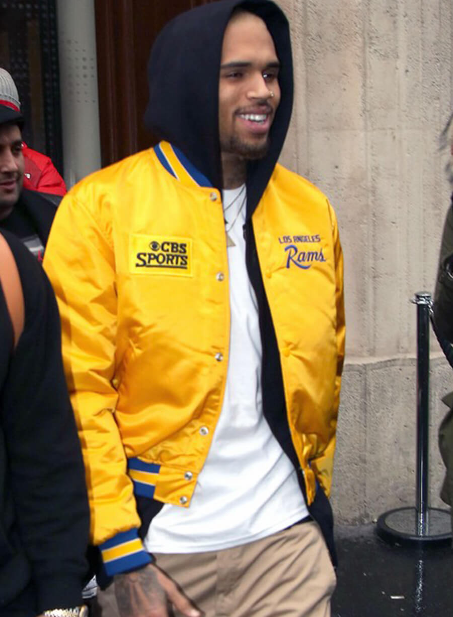Chris Brown CBS SPORTS Yellow Varsity Jacket