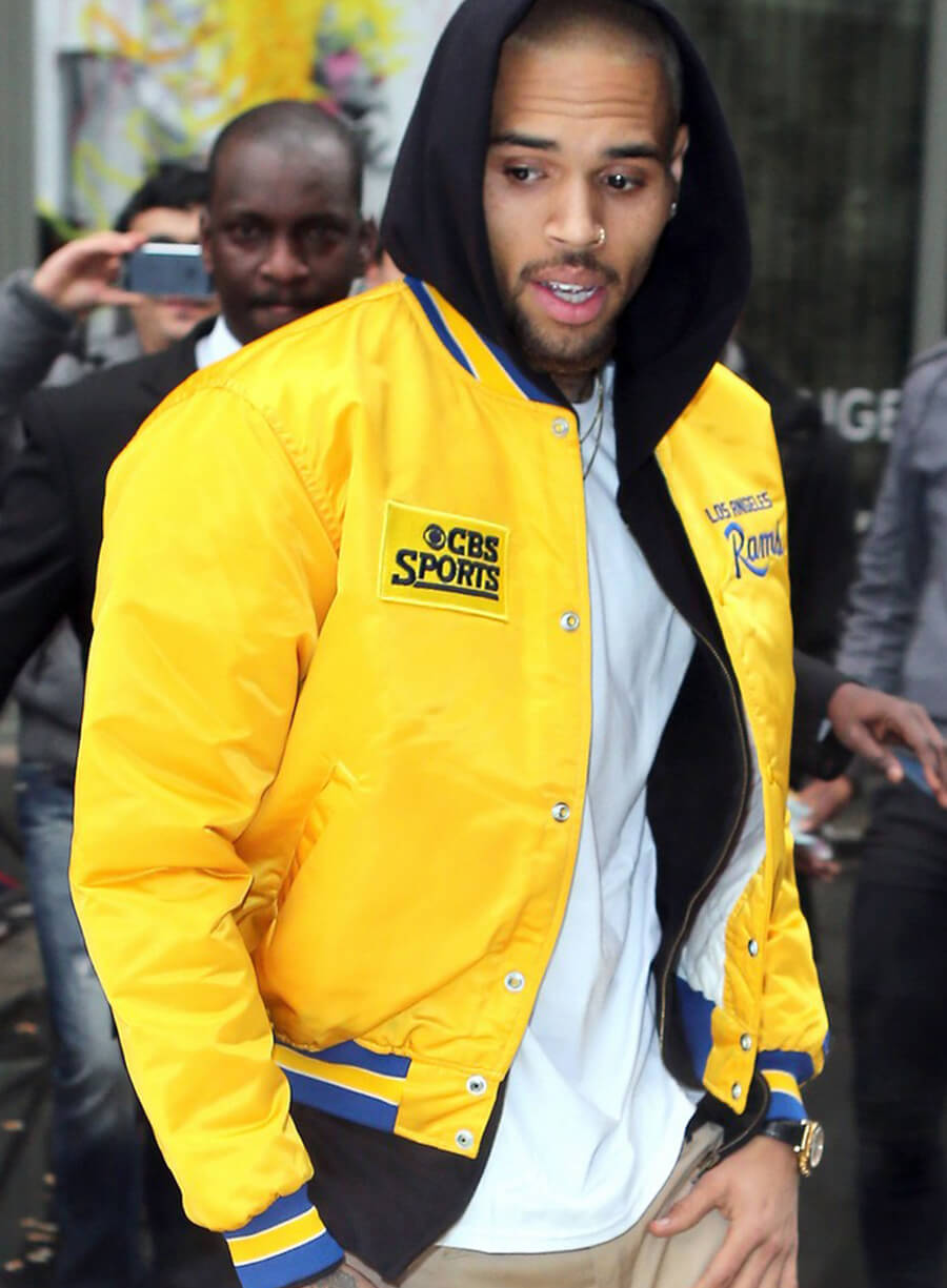 Chris Brown CBS SPORTS Yellow Varsity Jacket