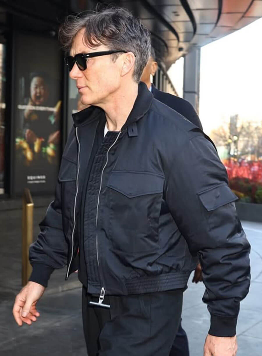 Cillian Murphy Black Bomber Jacket