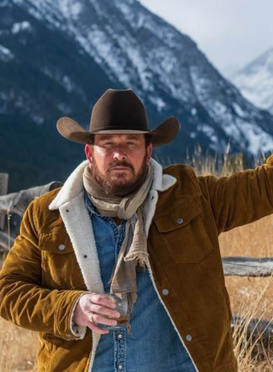 Cole Hauser Brown Suede Shearling Jacket