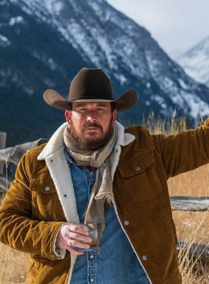 Cole Hauser Brown Suede Shearling Jacket