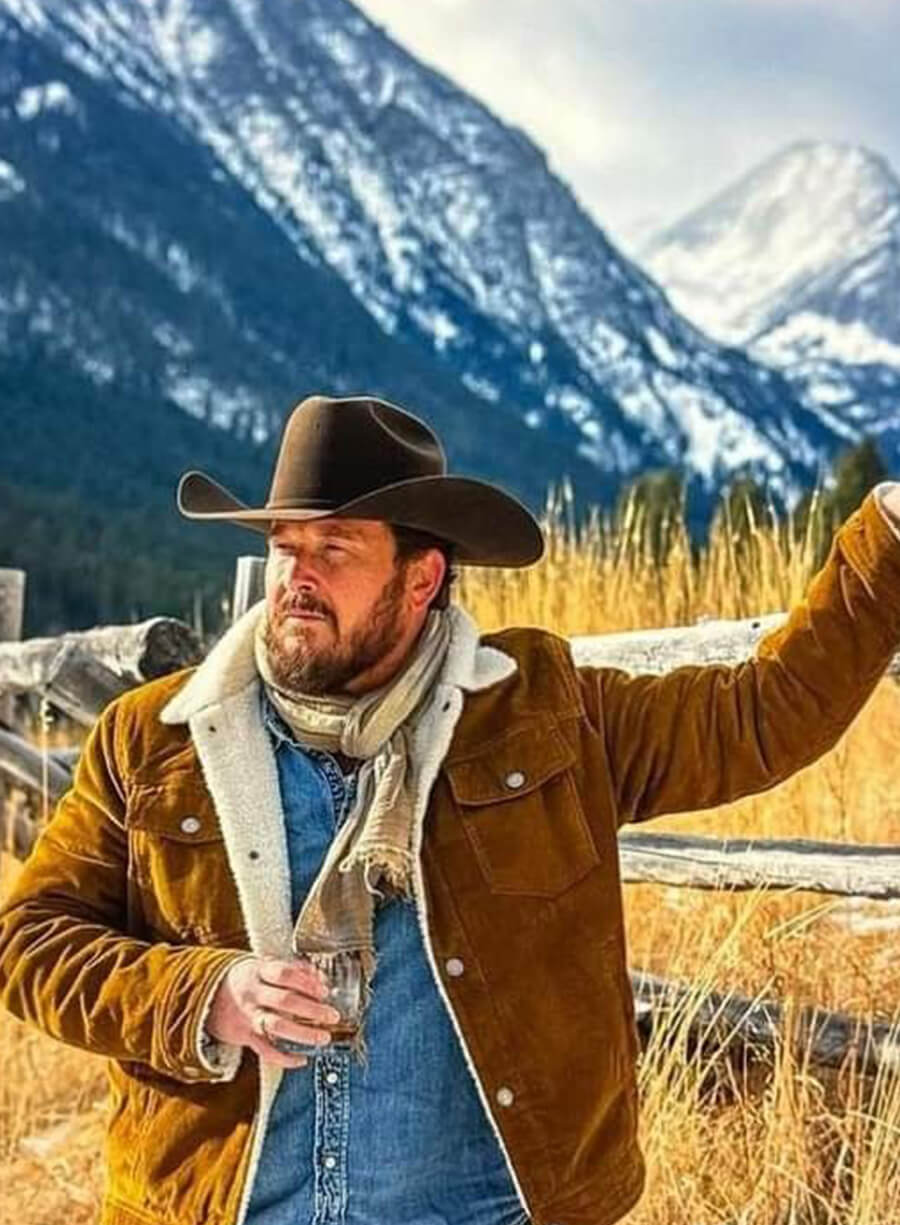 Cole Hauser Brown Suede Shearling Jacket