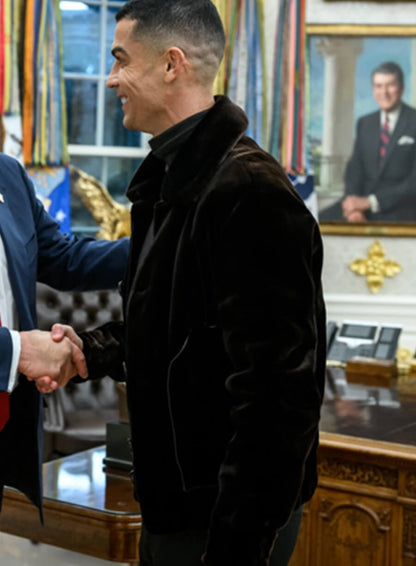 Cristiano Ronaldo White House Dinner Black Jacket