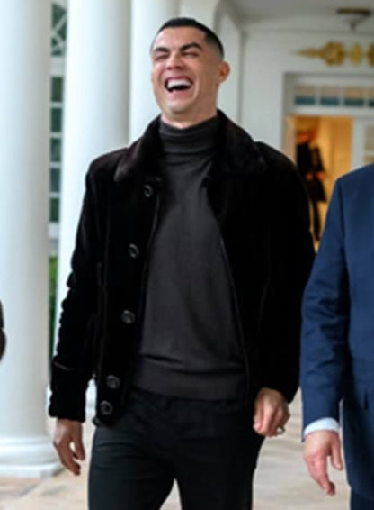 Cristiano Ronaldo White House Dinner Black Jacket