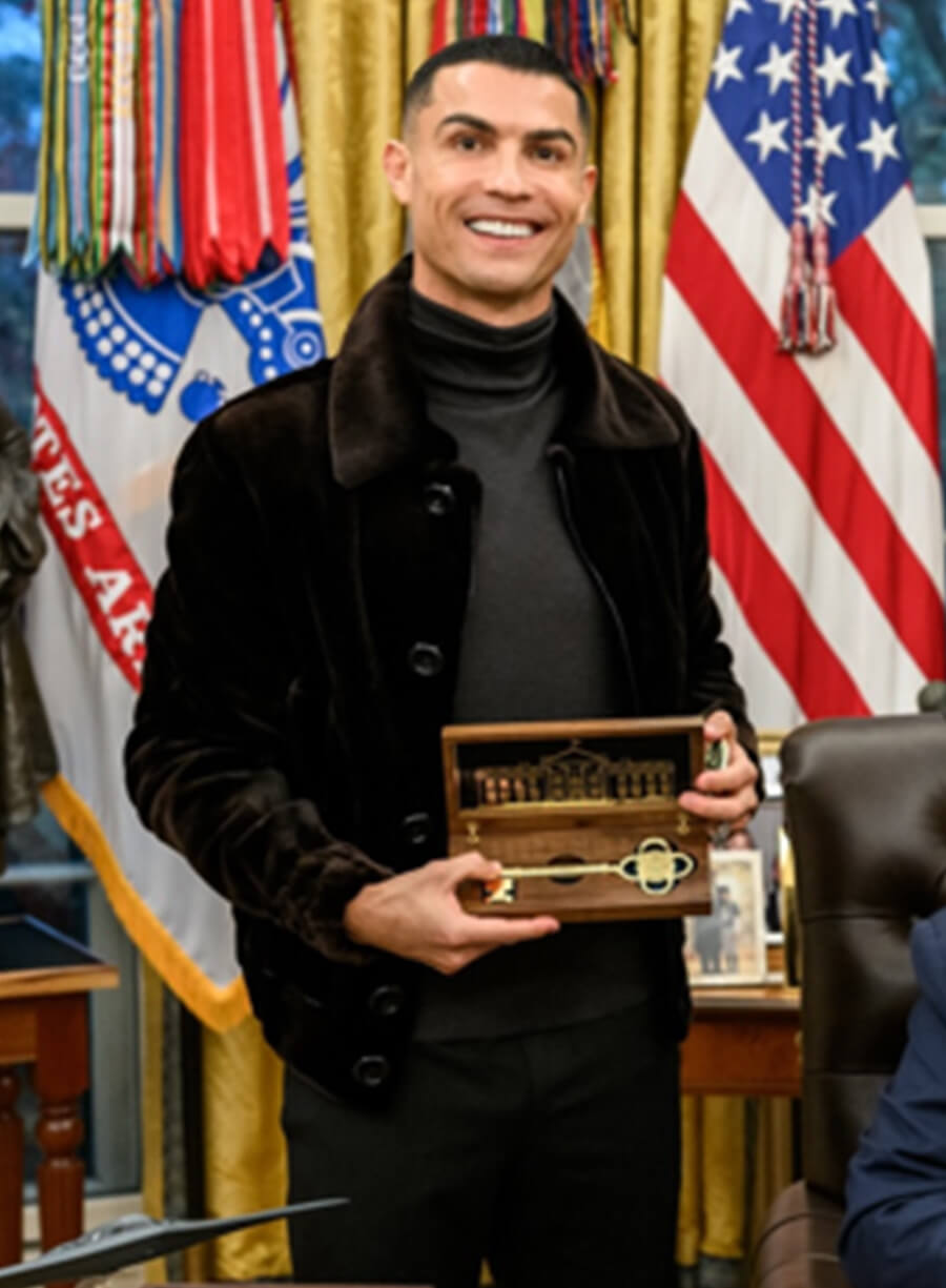 Cristiano Ronaldo White House Dinner Black Jacket