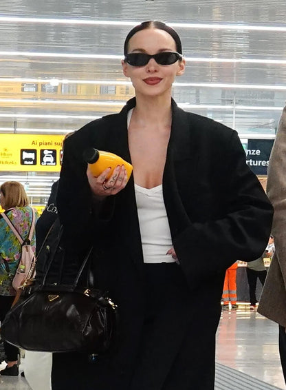 Dove Cameron Fiumicino Airport Long Coat