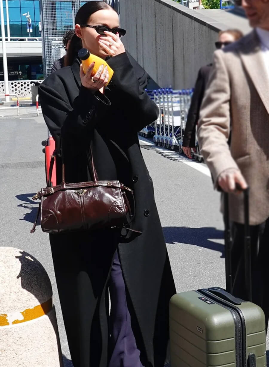 Dove Cameron Fiumicino Airport Long Coat