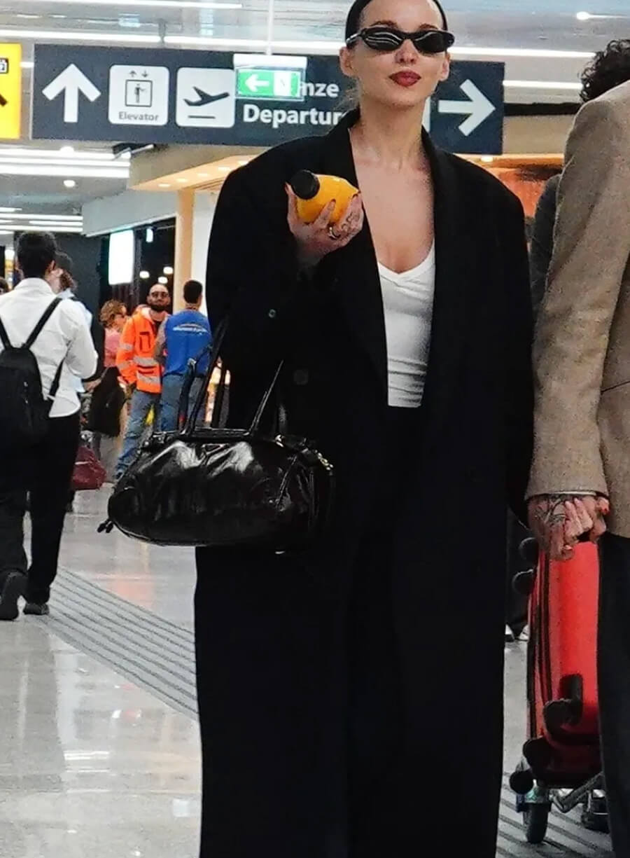 Dove Cameron Fiumicino Airport Long Coat