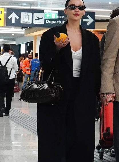 Dove Cameron Fiumicino Airport Long Coat